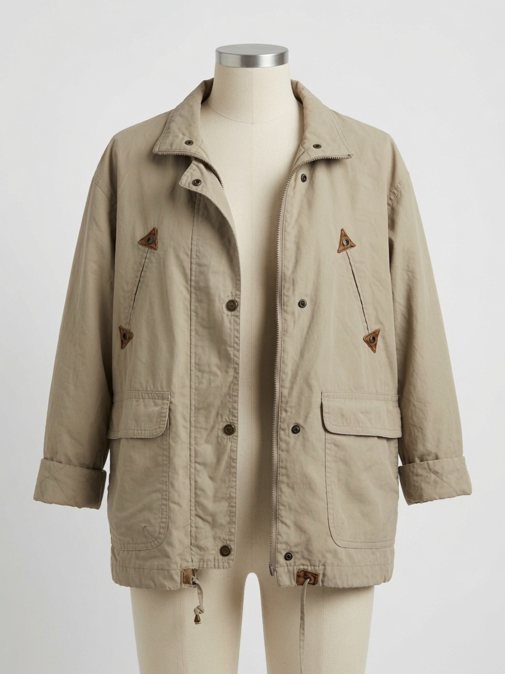 Vintage Mulberry Street Khaki Utility Jacket S 90s Made in Russia Cotton Anorak